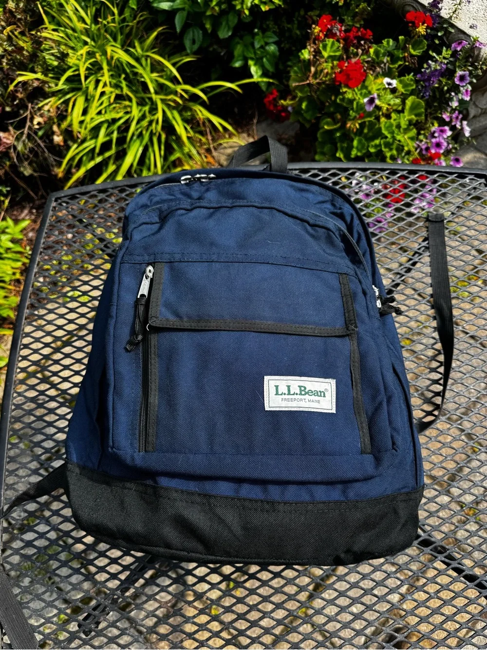 Vintage 90s L.L. Bean Dark Navy Canvas Daypack Backpack